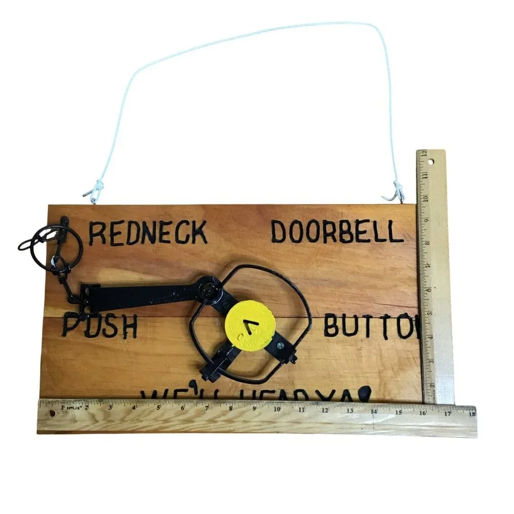 Redneck Doorbell Carved Wood Novelty Sign Gift Decor Funny Signs Plaques Door